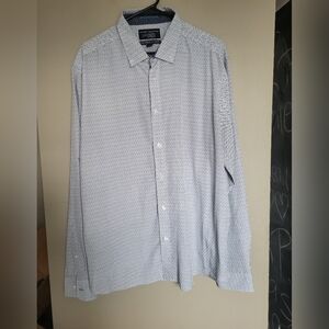 Report Collection Men's White and Blue Button Down Dress Shirt, Size XXL